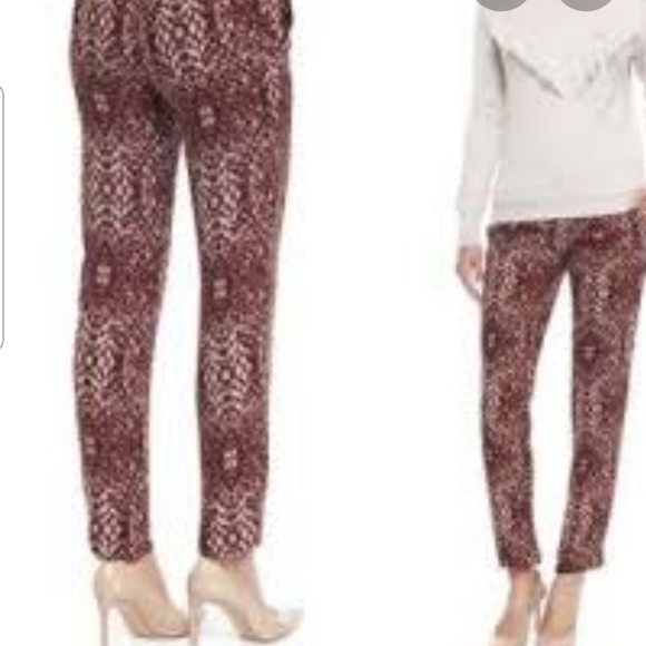 HAUTE HIPPIE SILK TAILORED SNAKE-PRINT PANTS MERLOT SLACKS LINED - Picture 3 of 11